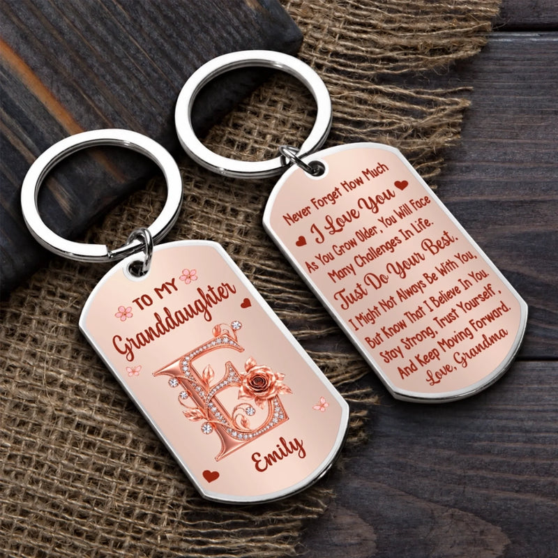 Custom Granddaughter Gifts From Grandma - Personalized Keychain