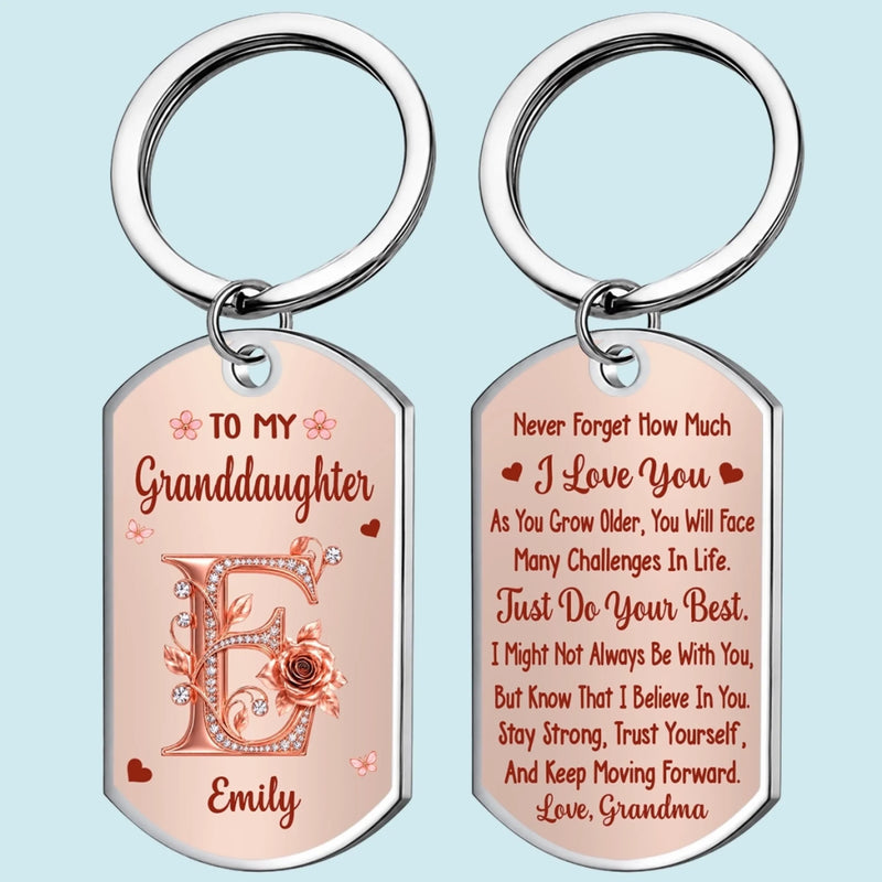 Custom Granddaughter Gifts From Grandma - Personalized Keychain