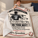 Custom Name Baseball Gifts for Grandson - Personalized Blanket