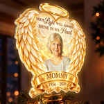 Custom Photo LED Tree Topper - Personalized  Memorial Sympathy Gifts For Loss Of Mom, Dad - Always Close In Spirit