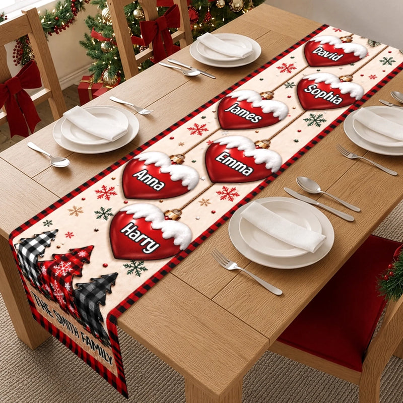 Custom Name Christmas Family Table Decor - Personalized Table Runner