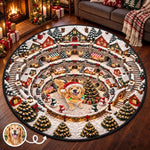 Custom Pet Photo Christmas Village Decor Gifts For Dog And Cat Lovers - Personalized Quilted Round Mat