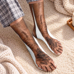 Custom Funny Realistic Bare Feet Prank Gifts for Men - Personalized Middle Tube Socks