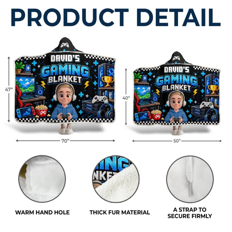 Custom Video Game Name Gifts for Kids - Personalized Wearable Blanket Hoodie
