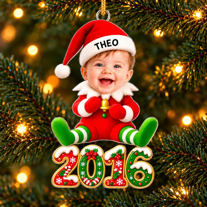 Custom Photo Christmas Elf Family Gifts - Personalized Acrylic Ornament
