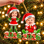 Custom Photo Baby Elf First Christmas Gifts For Kids - Personalized Acrylic Ornament