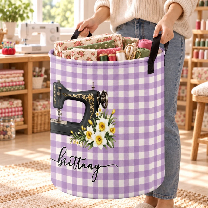 Custom Name Sewing Gifts For Seamstresses - Personalized Laundry Basket