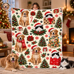 Custom Pet Photo Pattern Christmas Gifts For Dog And Cat Lovers - Personalized Blanket