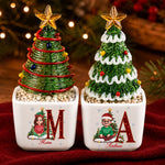 Custom Name Initial Christmas Tree Gifts For Family - Personalized Glass Everlasting Christmas