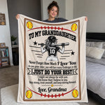 Custom Name Softball Gifts For Granddaughter - Personalized Blanket