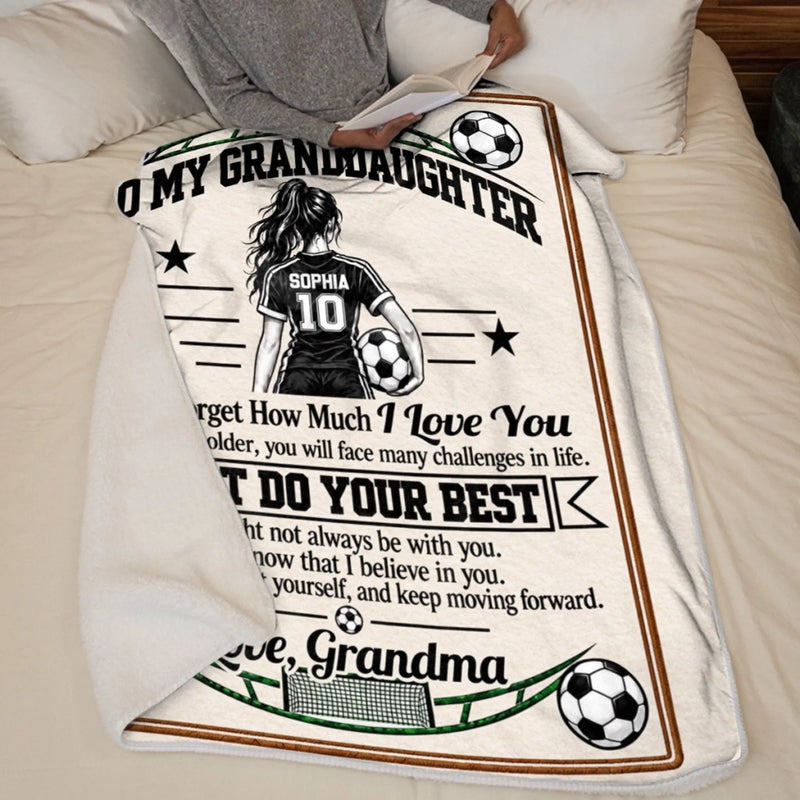 Custom Name Soccer Motivation Gifts For Granddaughter - Personalized Blanket