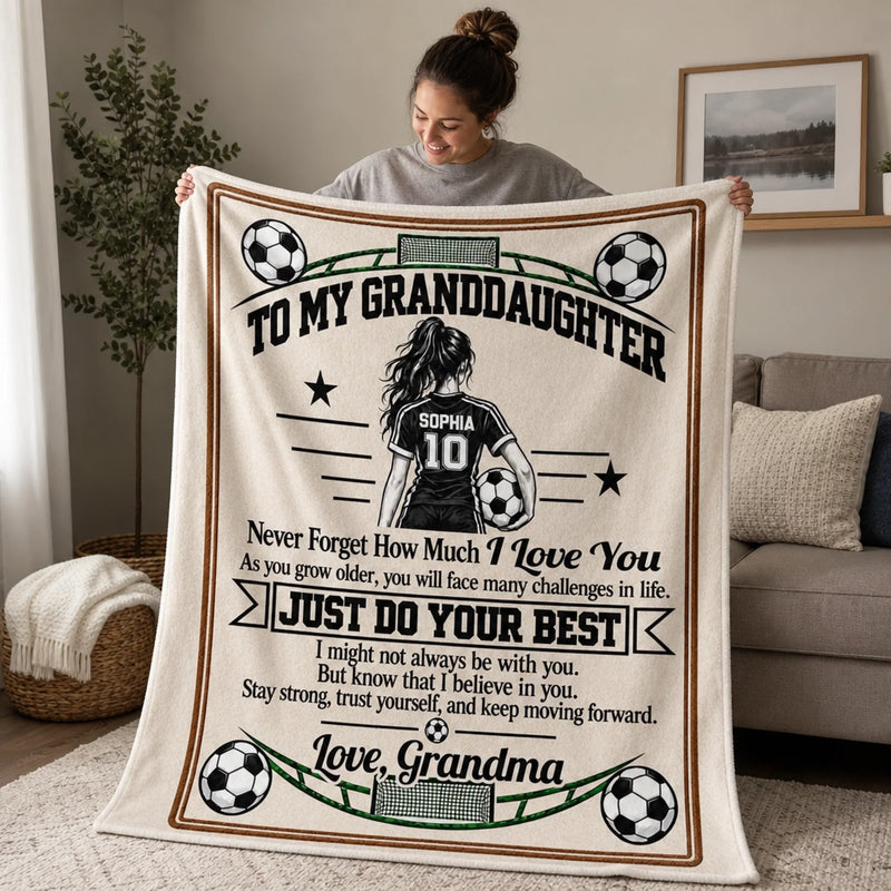 Custom Name Soccer Motivation Gifts For Granddaughter - Personalized Blanket
