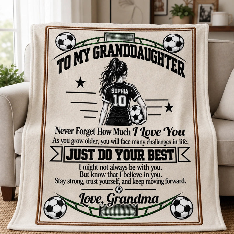 Custom Name Soccer Motivation Gifts For Granddaughter - Personalized Blanket