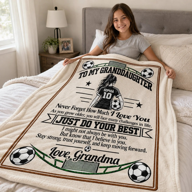 Custom Name Soccer Motivation Gifts For Granddaughter - Personalized Blanket