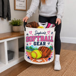 Custom Name Softball Gear Gifts For Players - Personalized Laundry Basket
