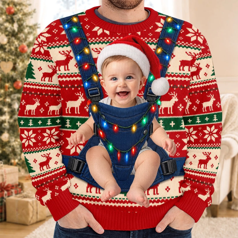 Custom Photo Christmas Gifts for New Dads - Personalized Ugly Sweatshirt