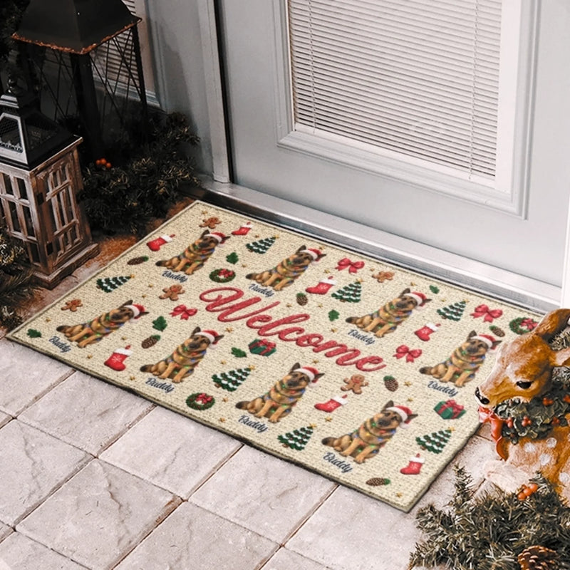 Custom Pet Photo Christmas Gifts For Dog Lovers - Personalized Decorative Mat