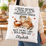 Custom Name Funny Sourdough Baker Gifts - Personalized All-Over Print Tote Bag