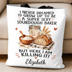 Custom Name Funny Sourdough Baker Gifts - Personalized All-Over Print Tote Bag
