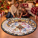 Custom Name Christmas Snowman Family Decor - Personalized Quilted Round Mat