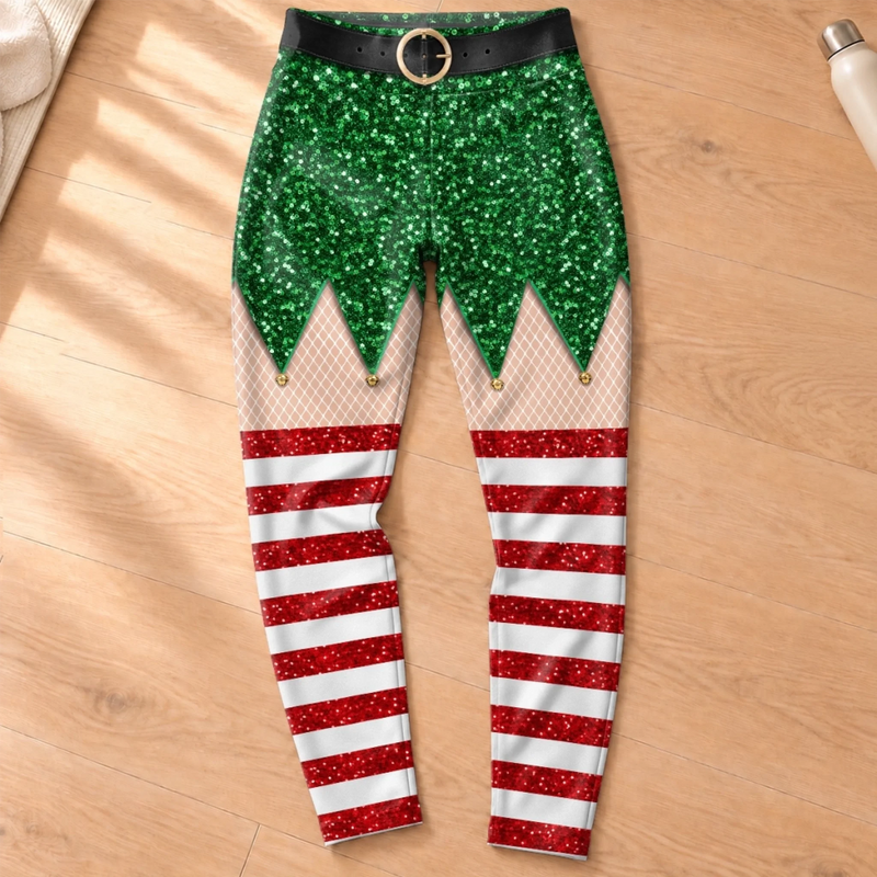 Custom Funny Christmas Elf Costume Gifts - Personalized Leggings