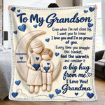 Custom Name Grandma Love Gifts for Grandson or Granddaughter - Personalized Blanket