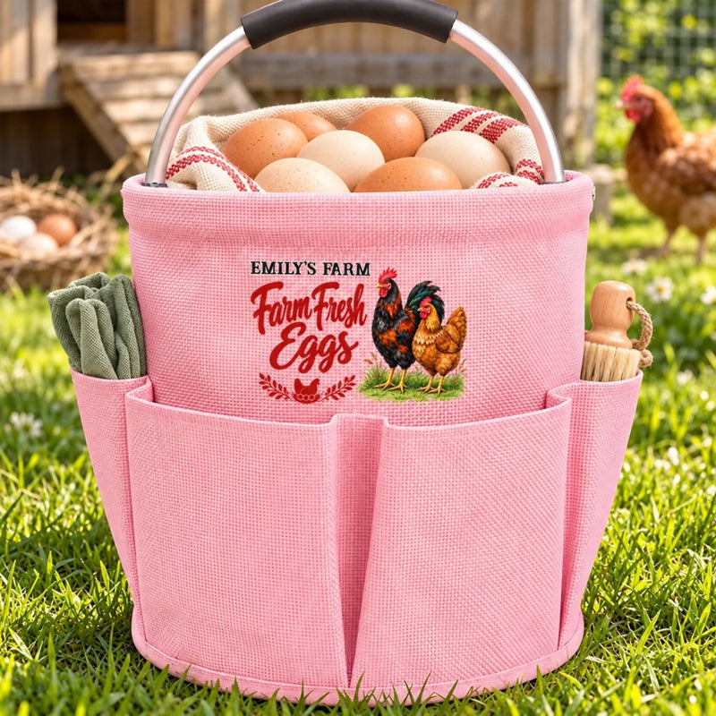 Custom Name Farm Fresh Eggs Gifts For Chicken Keepers - Personalized Gardening Tool Bag