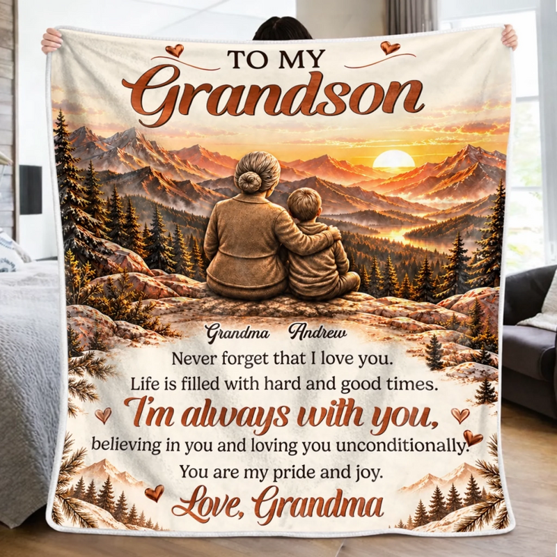 Custom Name Grandma Gifts for Grandson or Granddaughter - Personalized Blanket