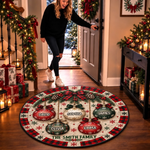 Custom Name Christmas Bauble Family Decor - Personalized Quilted Round Mat