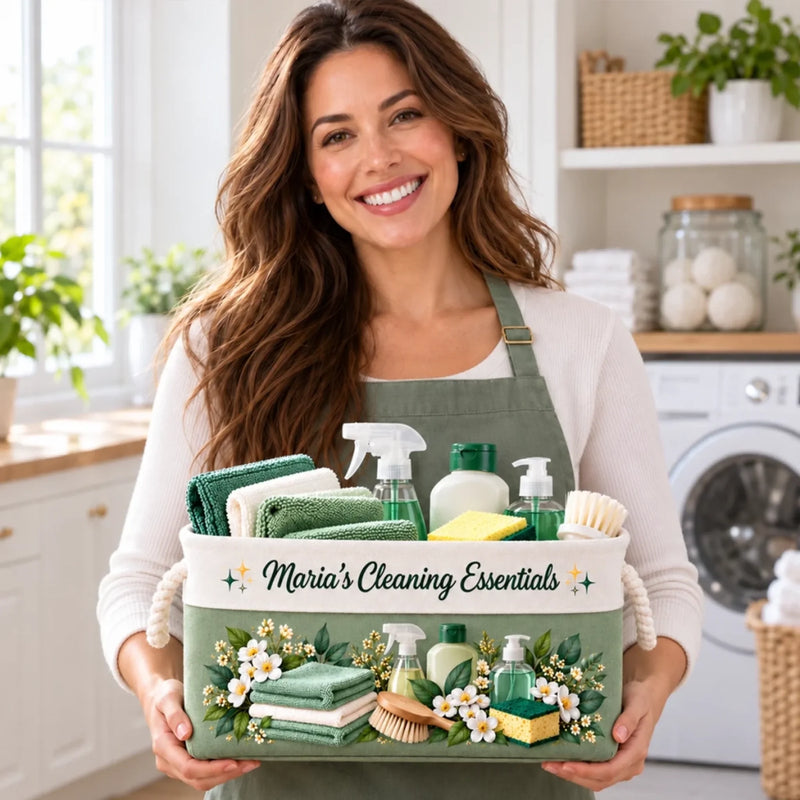 Custom Name Cleaning Essentials Home Organization - Personalized Storage Basket