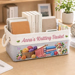 Custom Name Knitting Gifts For Knitters, Crocheters, Women - Personalized Storage Basket