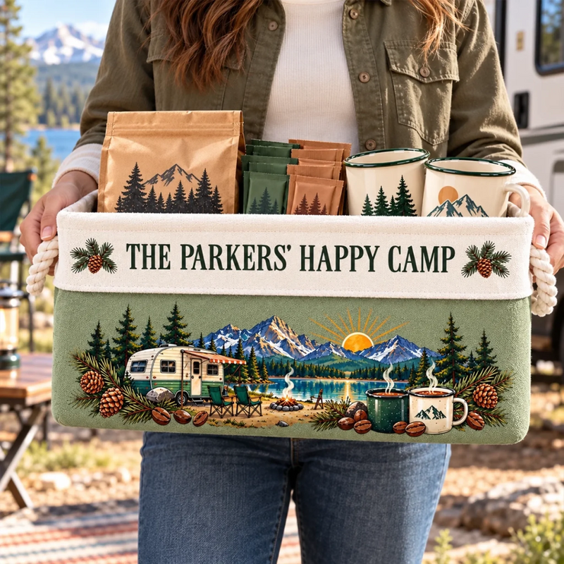 Custom Name Camping Gifts For Campers - Personalized Storage Basket