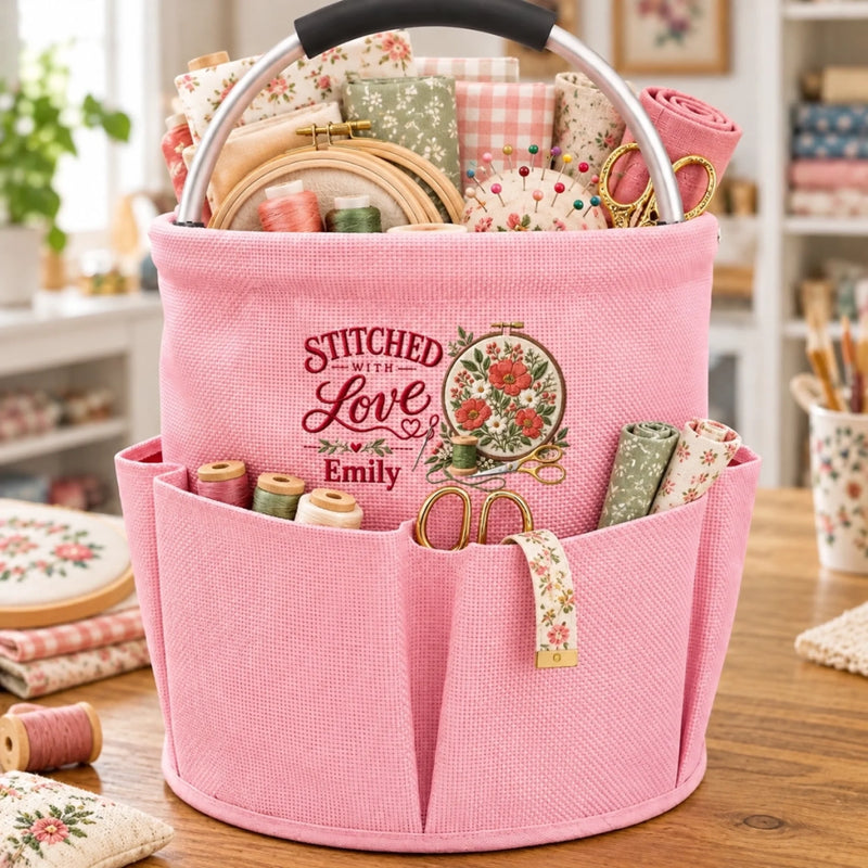 Custom Name Stitched With Love Craft Gifts - Personalized Gardening Tool Bag