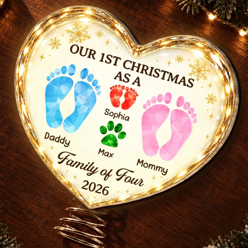 Custom Name First Christmas Gifts For Families - Personalized LED Tree Topper