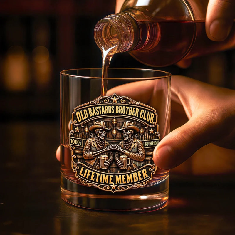Custom Name Skull Brotherhood Gifts for Brothers - Personalized Whiskey Glass