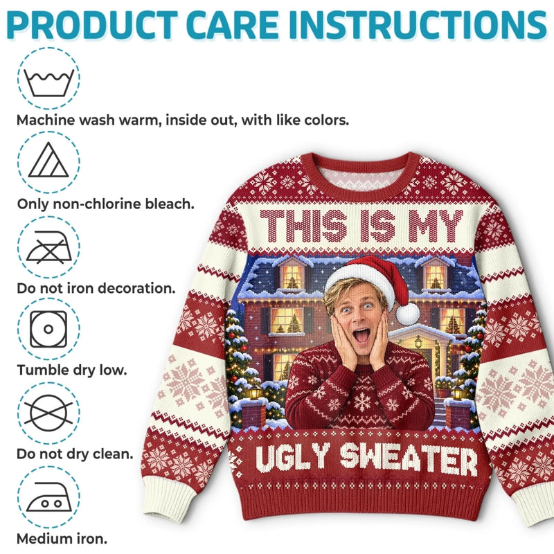 Custom Photo Funny Christmas Gifts for Men - Personalized Ugly Sweatshirt