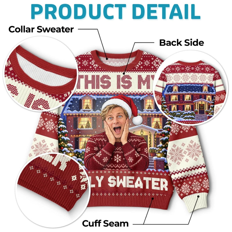 Custom Photo Funny Christmas Gifts for Men - Personalized Ugly Sweatshirt