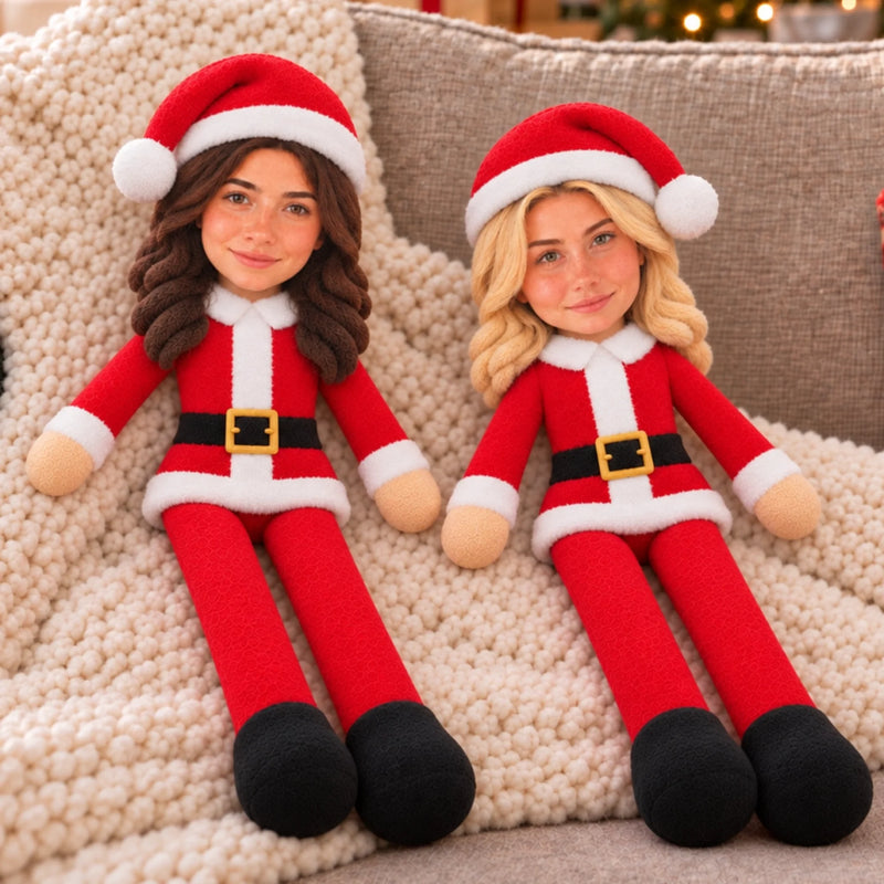Custom Photo Christmas Gifts For Sisters And Besties - Personalized Poseable Plush Doll