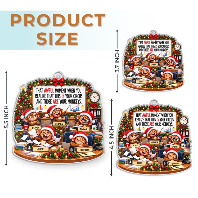 Custom Name Funny Christmas Monkey Gifts for Coworkers - Personalized Acrylic Ornament