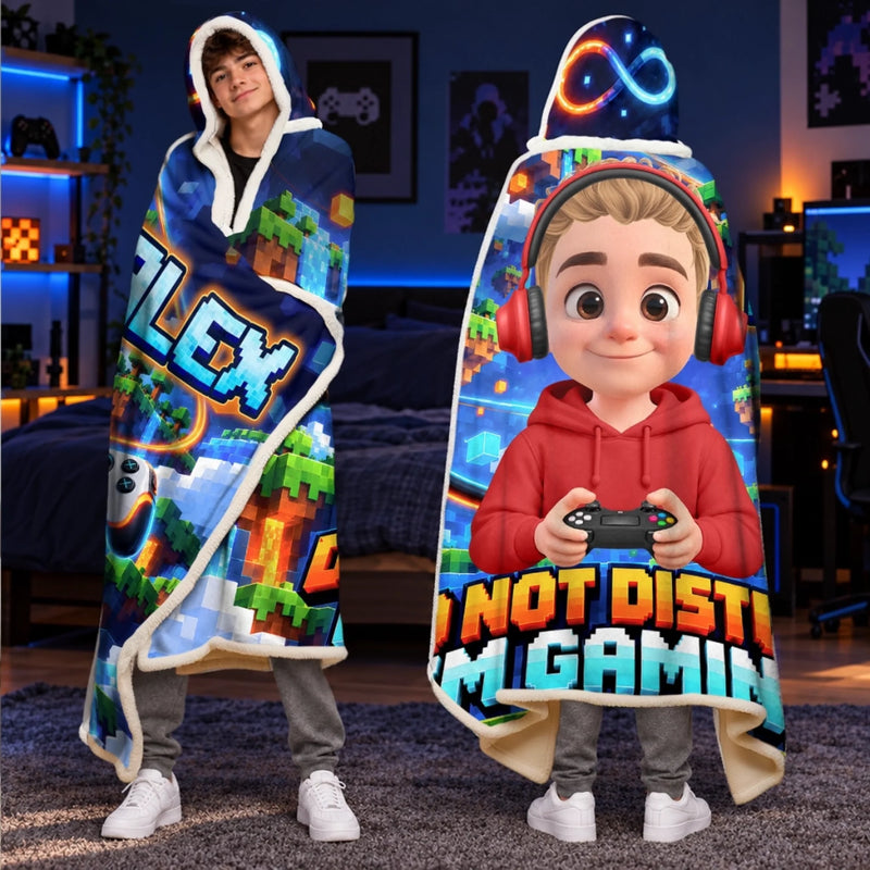 Custom Name Gamer Gifts for Kids - Personalized Wearable Blanket Hoodie