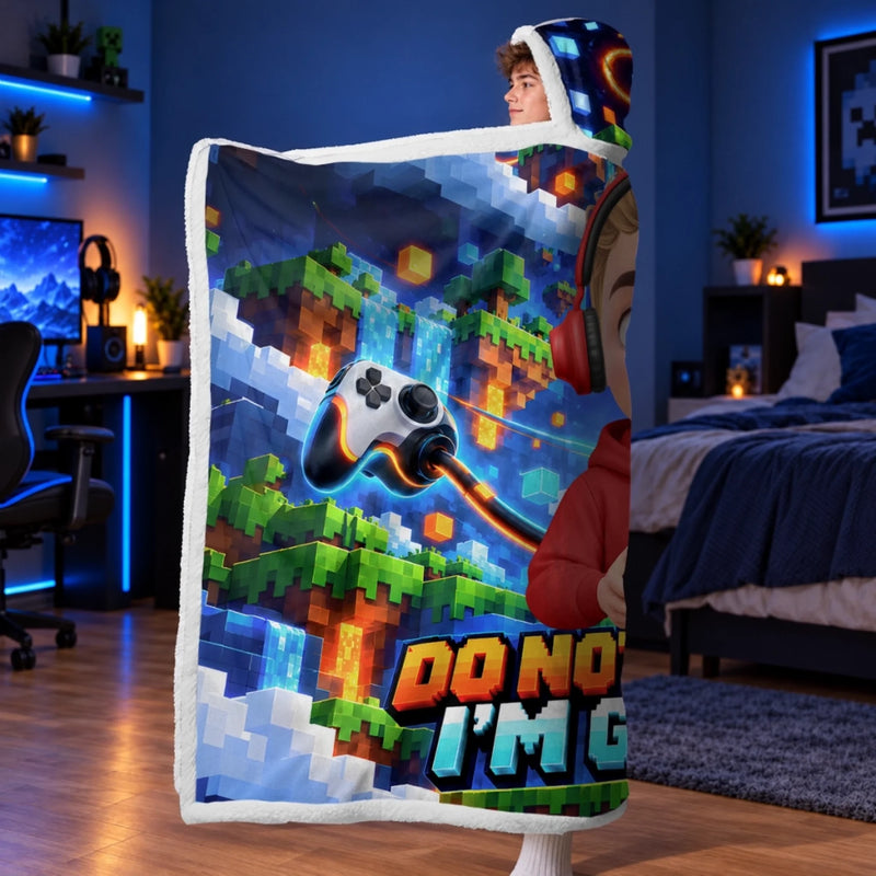 Custom Name Gamer Gifts for Kids - Personalized Wearable Blanket Hoodie
