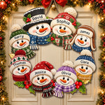 Custom Name Christmas Snowman Family Decor - Personalized Custom Shaped Wood Sign