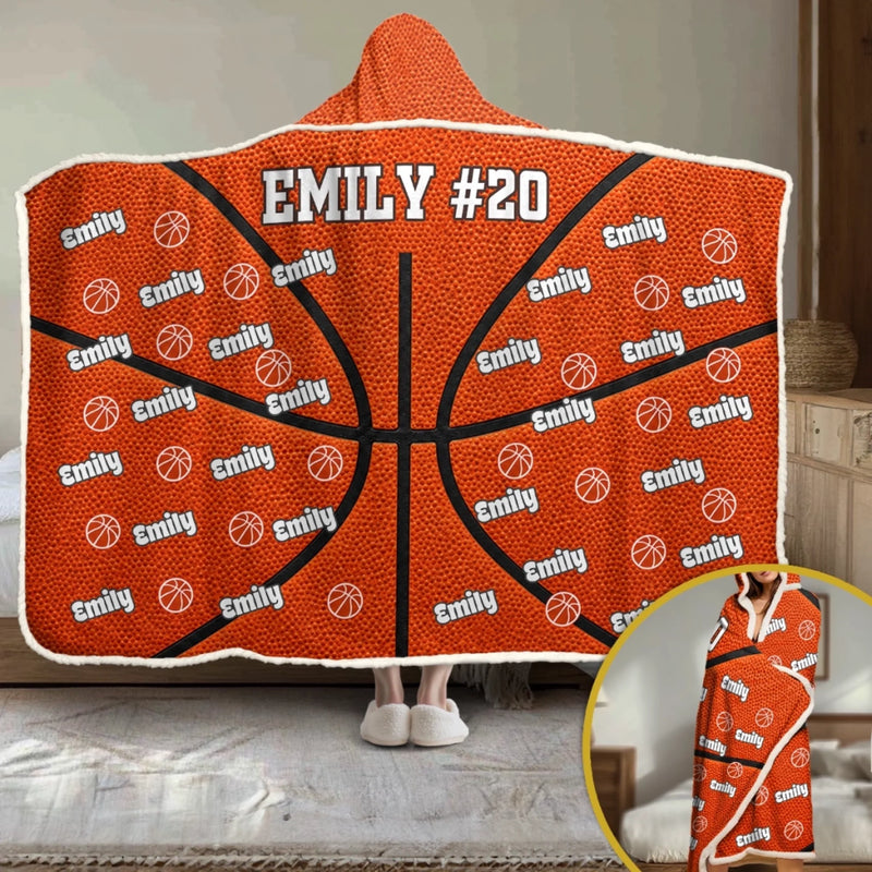 Custom Name And Number Sports Gifts For Kids - Personalized Wearable Blanket Hoodie