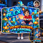 Custom Photo Gaming Do Not Disturb Gifts for Kids - Personalized Wearable Blanket Hoodie