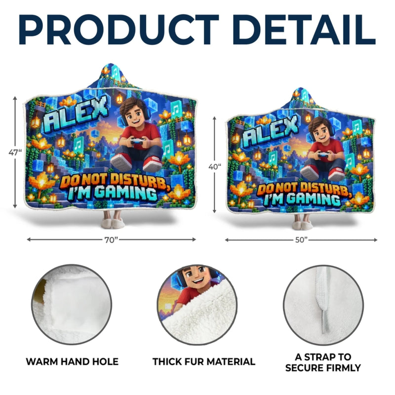 Custom Photo Gaming Do Not Disturb Gifts for Kids - Personalized Wearable Blanket Hoodie