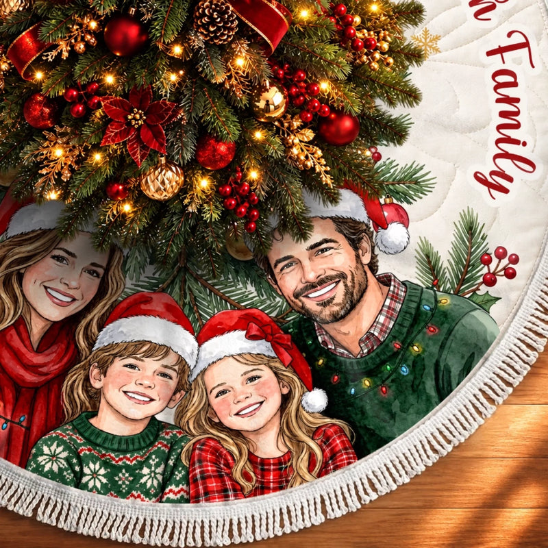 Custom Photo Christmas Keepsake Gifts For Families - Personalized Tree Skirt