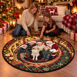 Custom Photo Santa Family Keepsake Decor - Personalized Quilted Round Mat