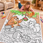 Custom Cute Animal Coloring Backyard Gifts for Kids - Personalized Doodle Blanket