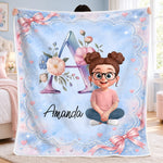 Custom Name Floral Monogram Gifts for Girls - Personalized Blanket