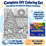 Custom Name Christmas Coloring Gifts for Families - Personalized Doodle Blanket